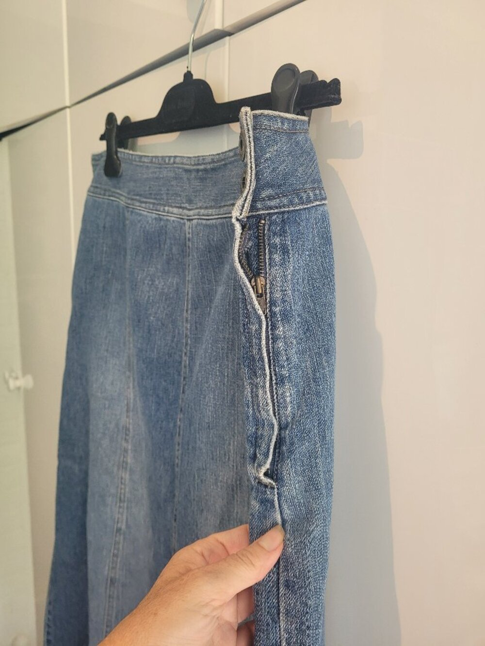Vintage Liz Claiborne Y2K A-Line Cotton Denim Midi/Maxi Skirt Size 16 - Picture 2 of 8
